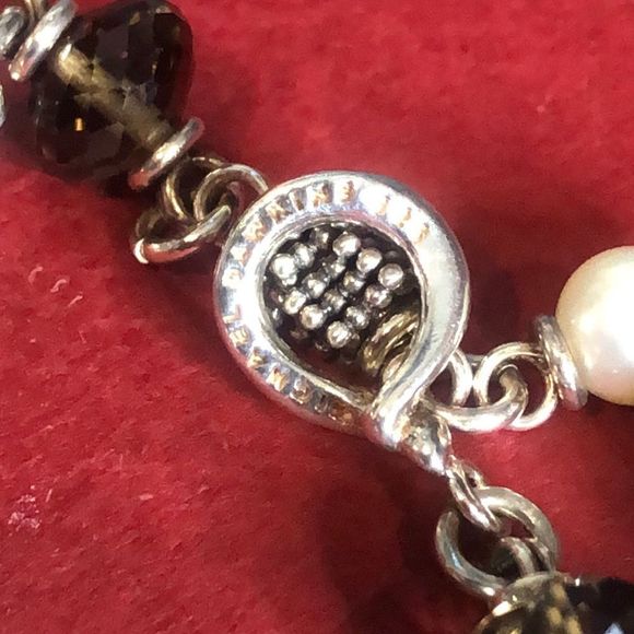 MICHAEL DAWKINS Starry Night Sterling Silver Smokey Quartz Pearl Toggle Bracelet - Picture 6 of 16